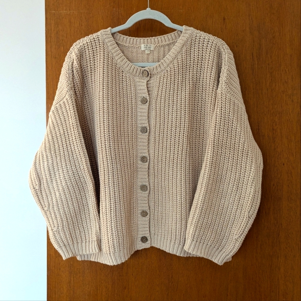 The Simple Folk The Chunky Knit Cardigan Beige